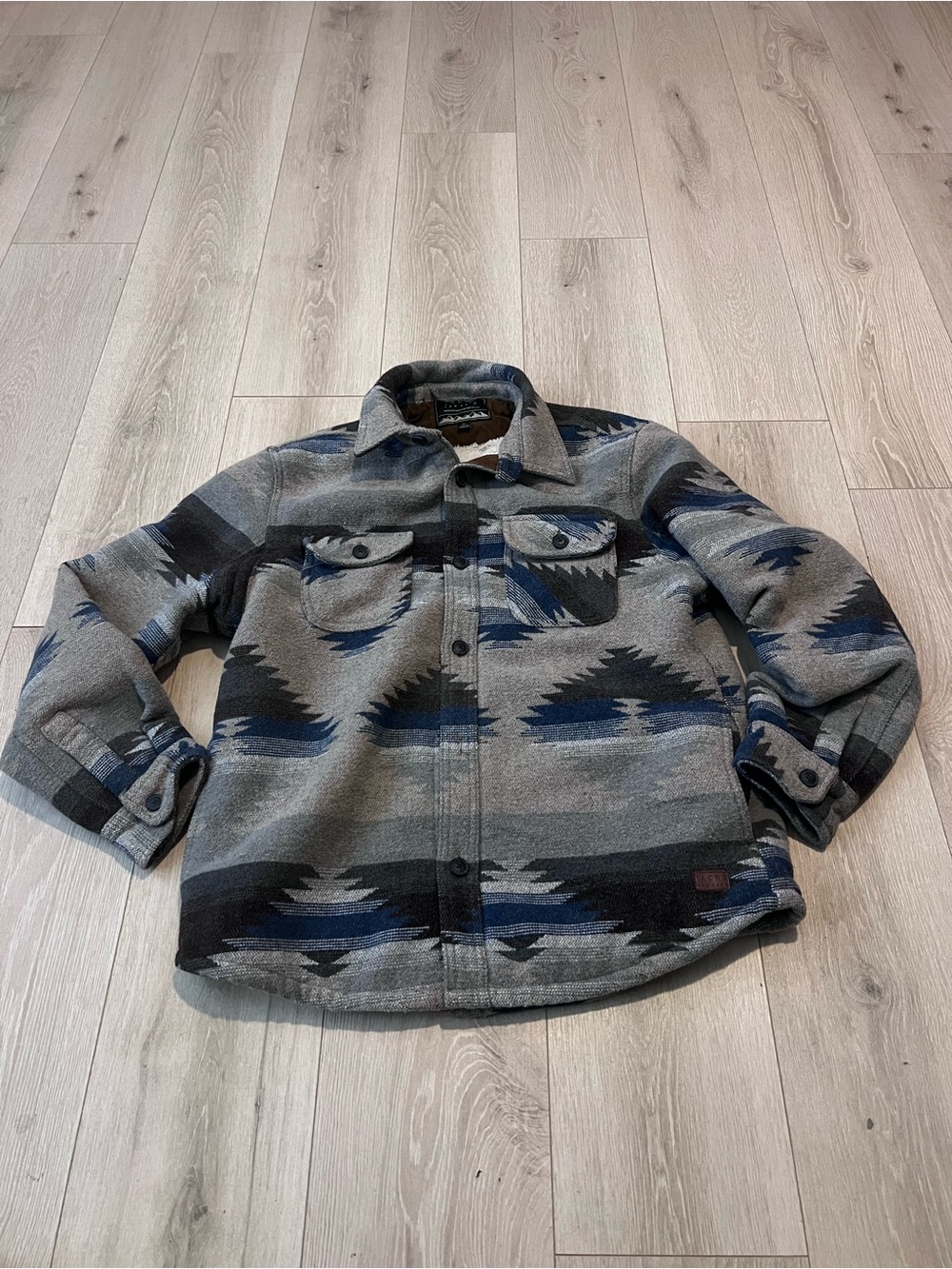 Jachs Men's Grey & Navy Patterned Puffer Jacket